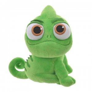 Pascal the Chameleon from Tangled plush toy in a seated position looking towards the camera